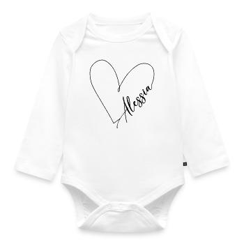 Alessia Name Heart Line - Organic Longsleeve Baby Bodysuit - white - Front