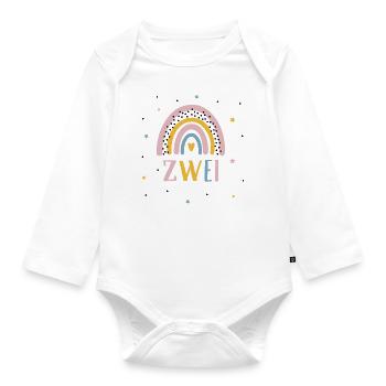 Ich bin Zwei Jahre Zweiter Geburtstag Regenbogen - Baby Bio-Langarm-Body - Weiß - Vorne