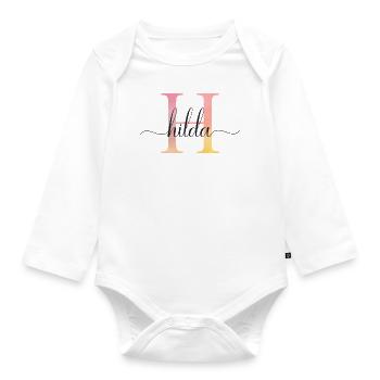 H | Monogramm | Name | Hilda |Watercolor - Baby Bio-Langarm-Body - Weiß - Vorne