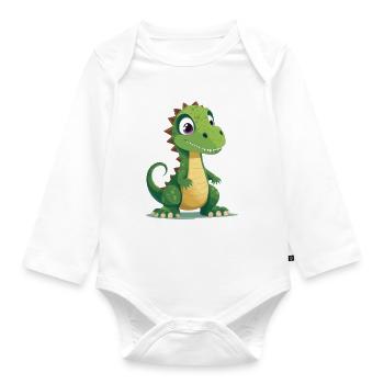 Cute dinosaur - Organic Longsleeve Baby Bodysuit - white - Front