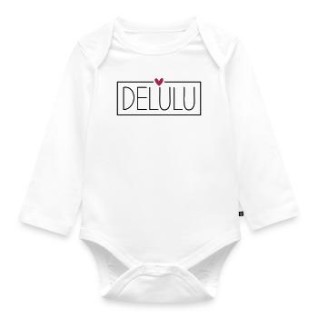 Delulu - Baby Bio-Langarm-Body - Weiß - Vorne
