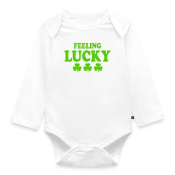 feeling lucky - Body Bébé bio manches longues - blanc - Devant