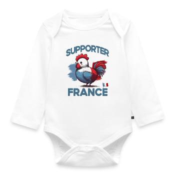 Supporter France - Body Bébé bio manches longues - blanc - Devant