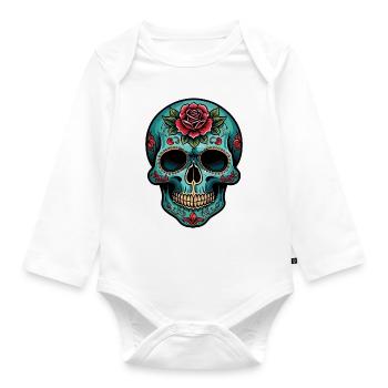Totenkopf Neo Traditional - Baby Bio-Langarm-Body - Weiß - Vorne