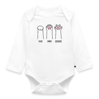 Roche Papier Ciseaux - Body Bébé bio manches longues - blanc - Devant
