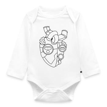 Herz für Technik – Technik Geschenkidee - Baby Bio-Langarm-Body - Weiß - Vorne