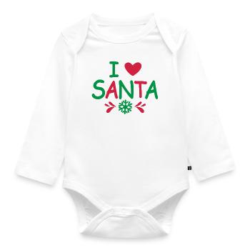 Weihnachten I love Santa Weihnachtsoutfit - Baby Bio-Langarm-Body - Weiß - Vorne