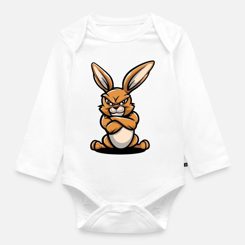 Hase Comic - Baby Bio-Langarm-Body - Weiß