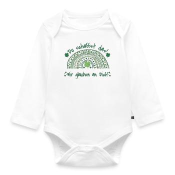 Du schaffst das! - Wir glauben an dich! - Baby Bio-Langarm-Body - Weiß - Vorne