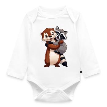 Otter und Waschbär - Baby Bio-Langarm-Body - Weiß - Vorne
