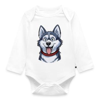 Husky Portrait - Organic Longsleeve Baby Bodysuit - white - Front