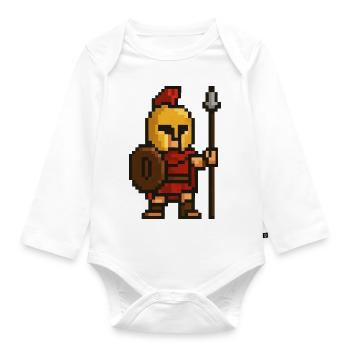 spartaner pixel - Baby Bio-Langarm-Body - Weiß - Vorne
