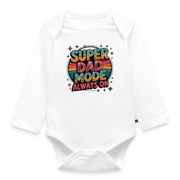 Super Dad Mode Super Dad Mode Always On - Organic Longsleeve Baby Bodysuit - white - Front
