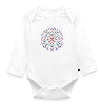 Mandala with risograph effect - Organic Longsleeve Baby Bodysuit - white - Front
