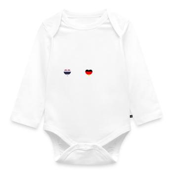 Thailand Germany Flag Heart Heartbeat - Organic Longsleeve Baby Bodysuit - white - Front
