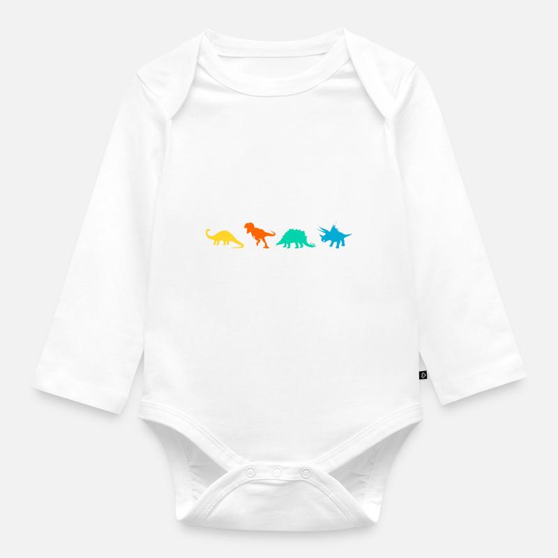 dinosaure - Body Bébé bio manches longues - blanc