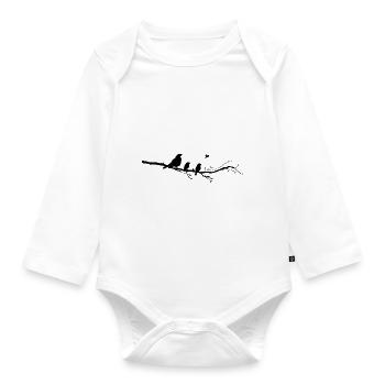 Raben Familie Ast - Baby Bio-Langarm-Body - Weiß - Vorne