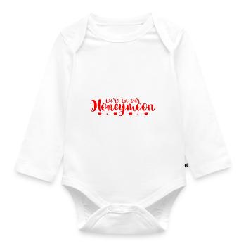 We're On Our Honeymoon - Organic Longsleeve Baby Bodysuit - white - Front