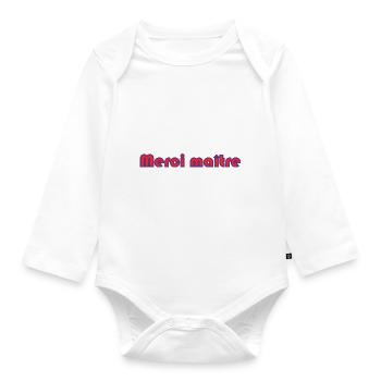 MAÎTRE. MERCI. MERCI MAÎTRE. MAITRE. CADEAU MAÎTRE - Body Bébé bio manches longues - blanc - Devant