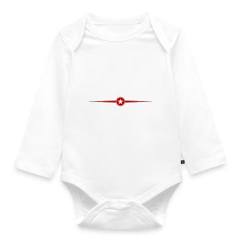 Stern Linie Abzeichen - Baby Bio-Langarm-Body - Weiß - Vorne