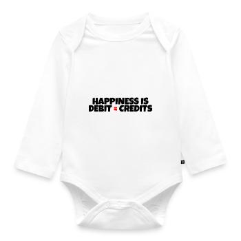 Happiness Is Debits Equals Credits 10 - Organic Longsleeve Baby Bodysuit - white - Front