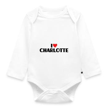 J’aime Charlotte Coeur Graphique Nom Cadeau - Body Bébé bio manches longues - blanc - Devant