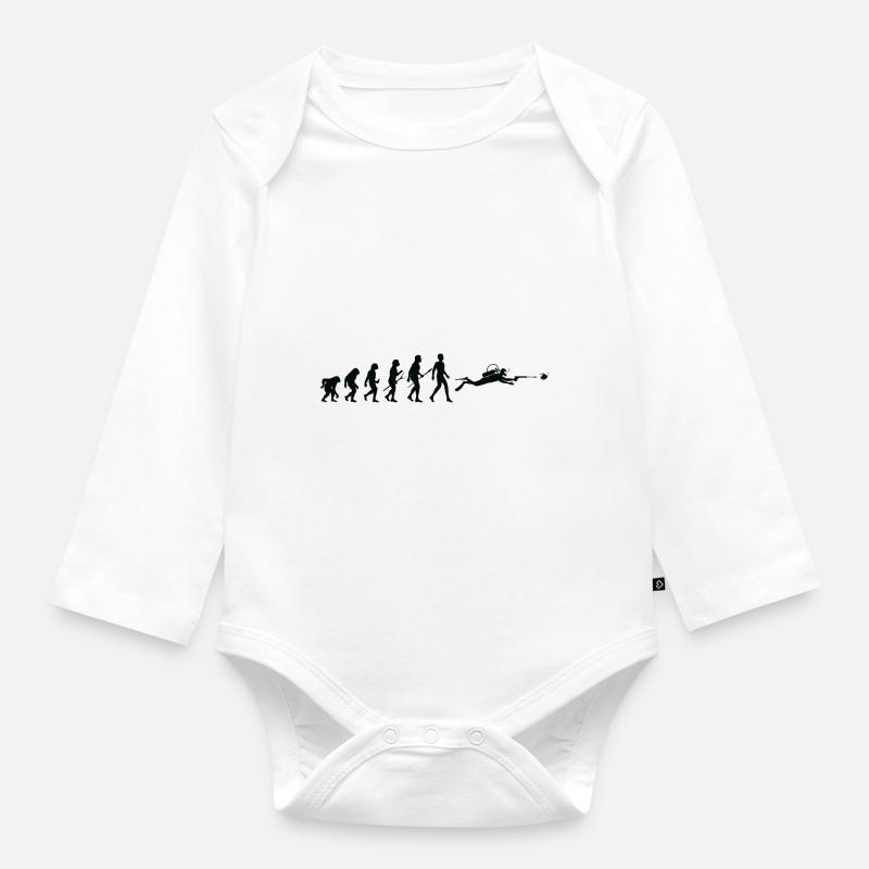 Evolution man diver - Organic Longsleeve Baby Bodysuit - white