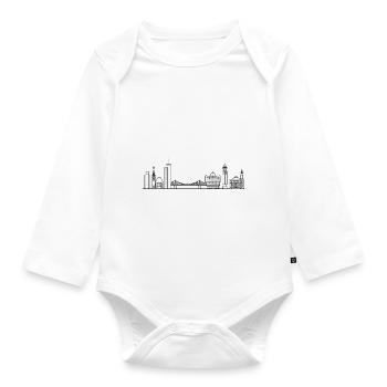 Horizon de Francfort en noir avec des détails - Body Bébé bio manches longues - blanc - Devant