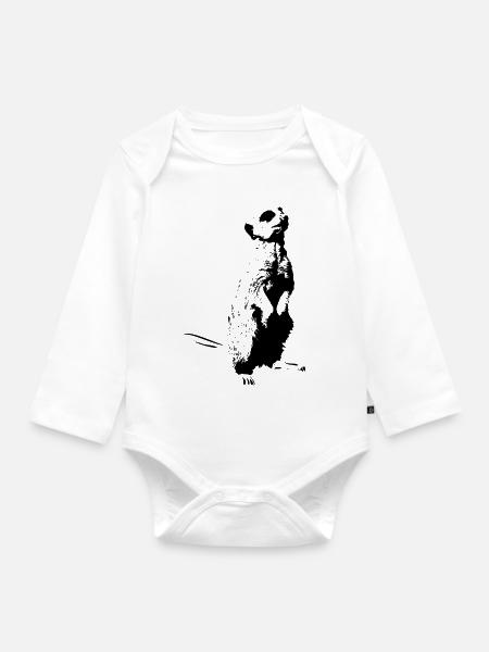 Erdmännchen - Baby Bio-Langarm-Body - Weiß