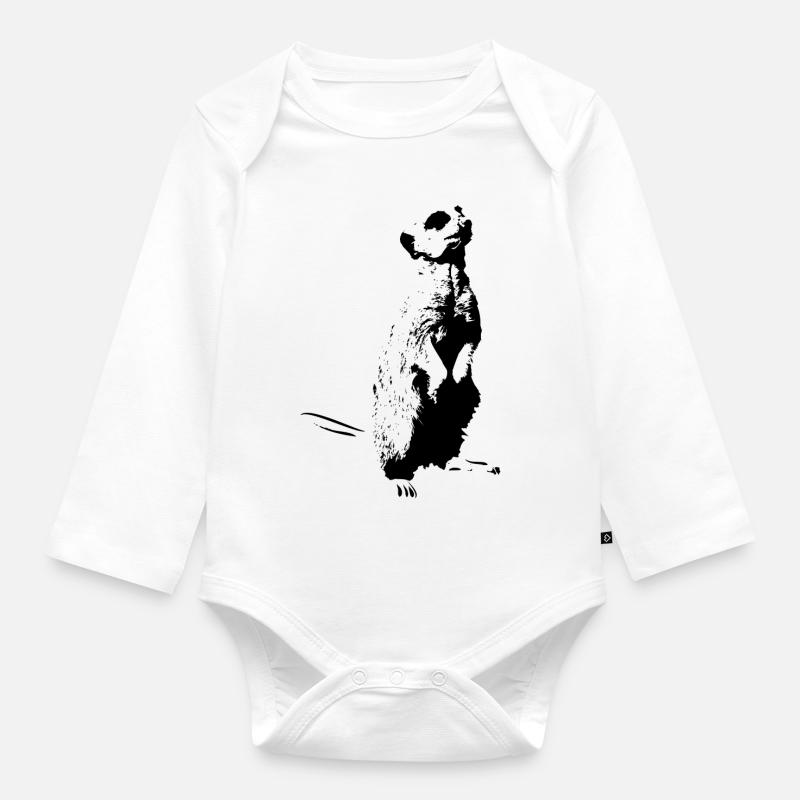 Erdmännchen - Baby Bio-Langarm-Body - Weiß