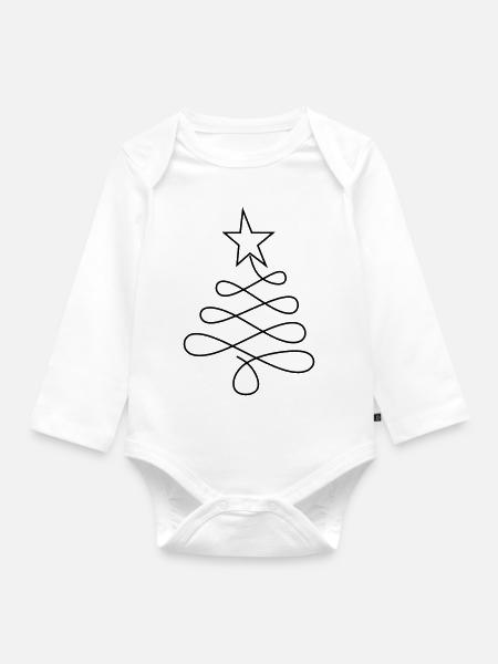Weihnachtsbaum - Baby Bio-Langarm-Body - Weiß
