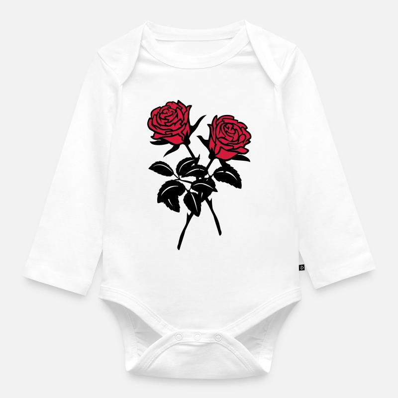 roses - Body Bébé bio manches longues - blanc