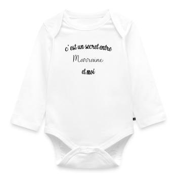 it's a secret between godmother - Organic Longsleeve Baby Bodysuit - white - Front