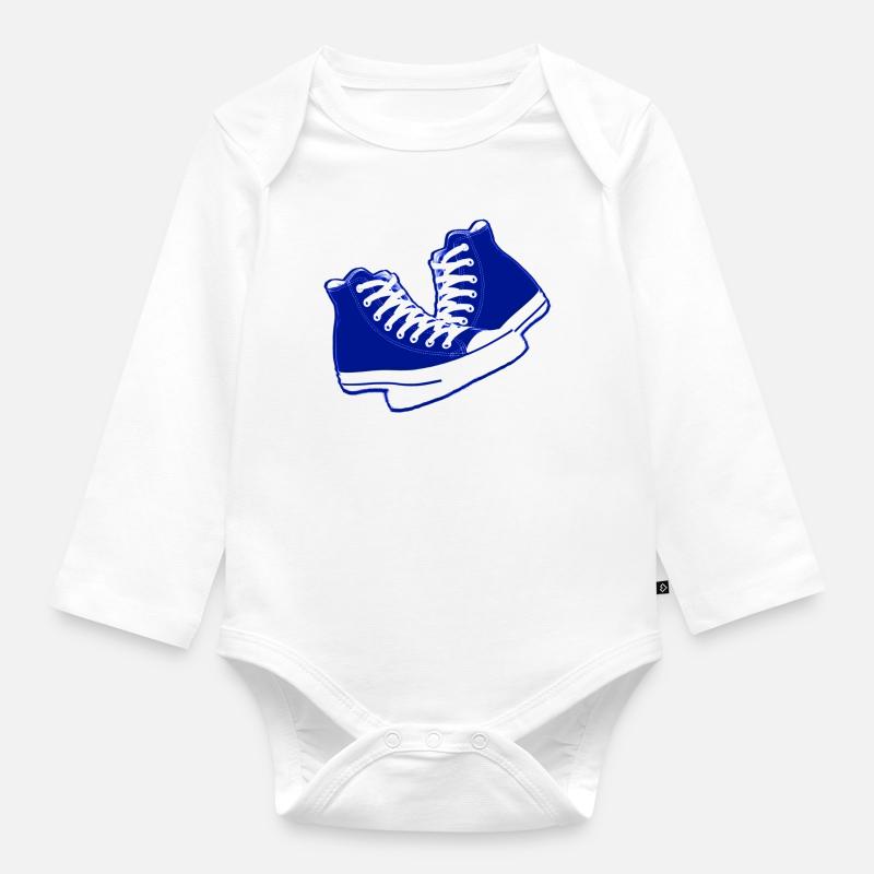 chaussures old school - Body Bébé bio manches longues - blanc