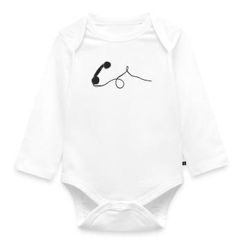 Black old analog retro telephone handset - Organic Longsleeve Baby Bodysuit - white - Front