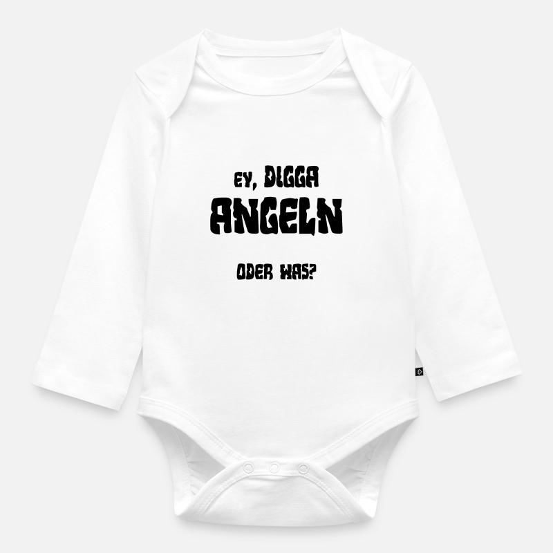 Ey Digga Angeln oder was Geschenkideen Angler fish - Baby Bio-Langarm-Body - Weiß