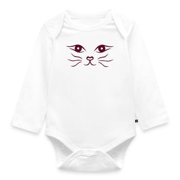 Katzengesicht/Katze - Baby Bio-Langarm-Body - Weiß - Vorne