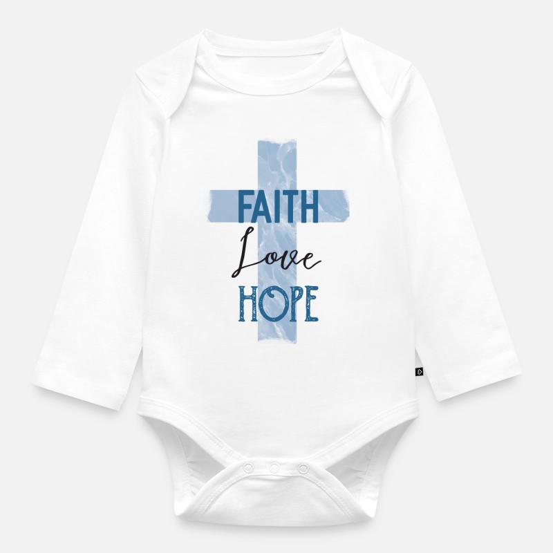 Glaube Liebe Hoffnung Konfirmation Geschenk - Baby Bio-Langarm-Body - Weiß