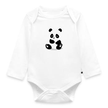 Panda - Organic Longsleeve Baby Bodysuit - white - Front