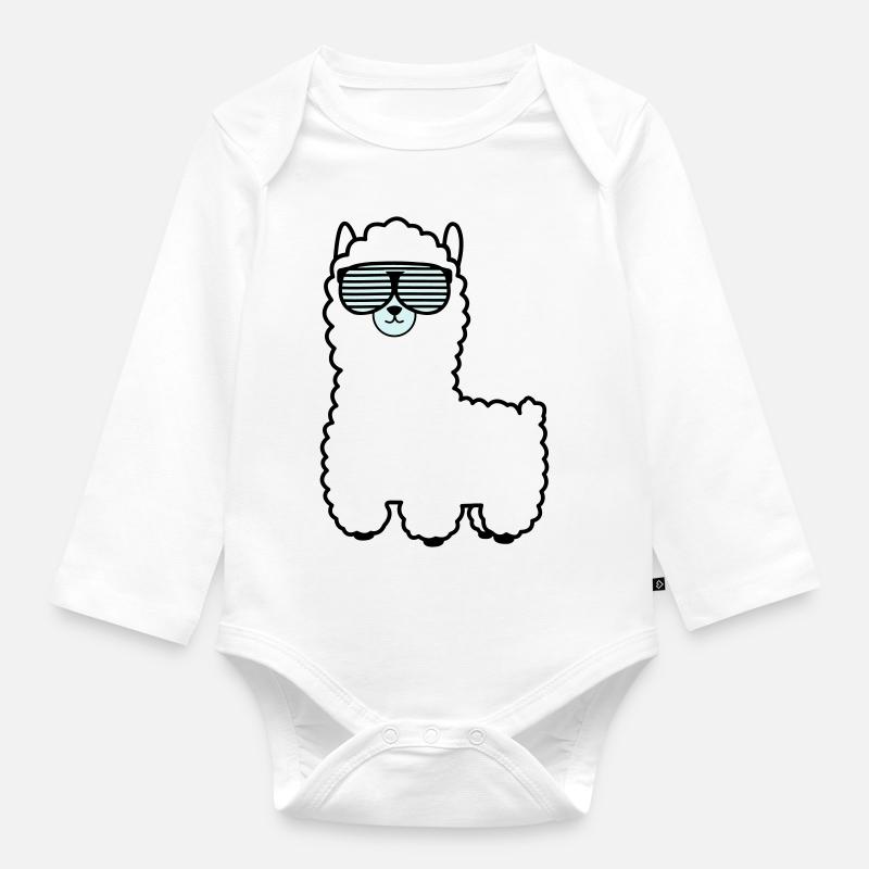 lama_002 - Body Bébé bio manches longues - blanc