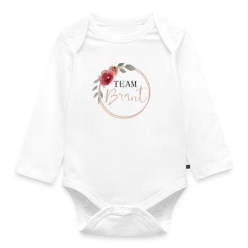 Team Braut - Vintage Blumen - Baby Bio-Langarm-Body - Weiß - Vorne