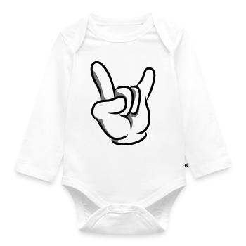 Hand comic party - Baby Bio-Langarm-Body - Weiß - Vorne
