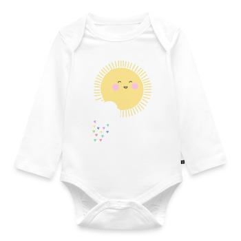 Sonne Wolke Regentropfen Herzen Sommer Happy - Baby Bio-Langarm-Body - Weiß - Vorne