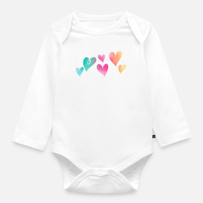 Coeurs - Body Bébé bio manches longues - blanc