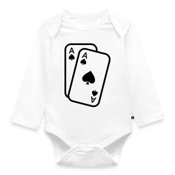 Karten Pik Ass Spielkarten Poker - Baby Bio-Langarm-Body - Weiß - Vorne