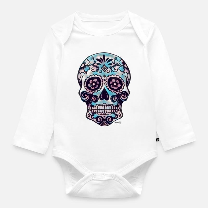 Crâne de sucre - Body Bébé bio manches longues - blanc