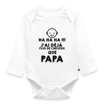 Bébé et cheveux papa Humour Bébé - Body Bébé bio manches longues - blanc - Devant
