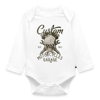 custom motorcycles garage - Organic Longsleeve Baby Bodysuit - white - Front