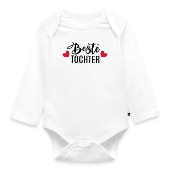 Beste Tochter Töchter Geschenkidee Geburtstag Herz - Baby Bio-Langarm-Body - Weiß - Vorne
