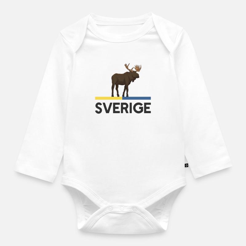 Drapeau de la Suède, cadeau Sverige Scandinavie - Body Bébé bio manches longues - blanc